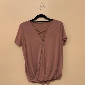 Short sleeve dusty rose blouse/top